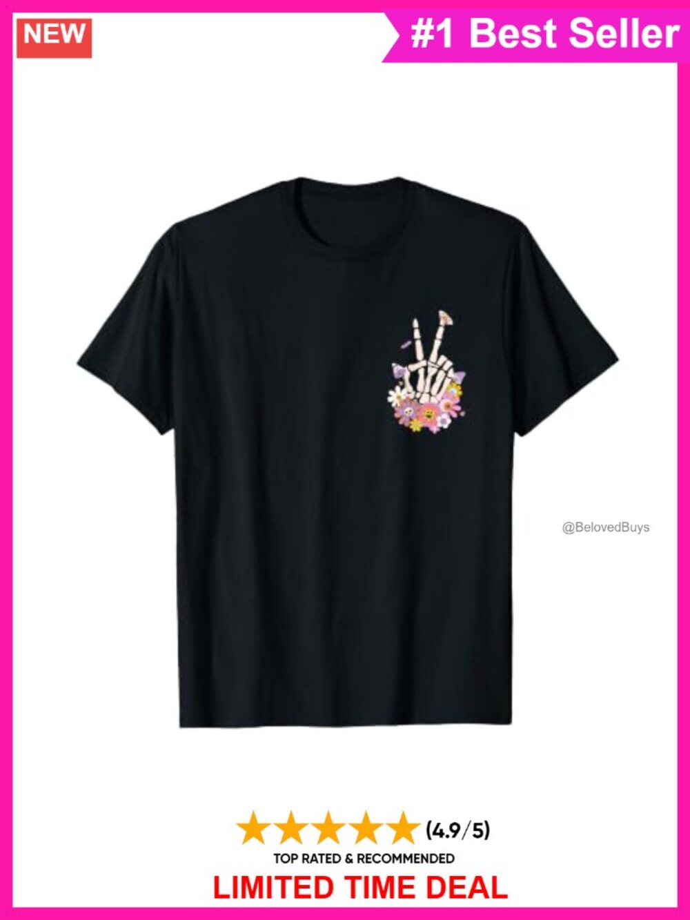 Protect Your Peace Flower Skull Skeleton Hand Mental Health Tee